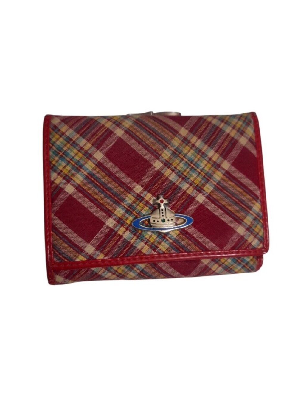 Vivienne Westwood Red Plaid Kisslock Wallet